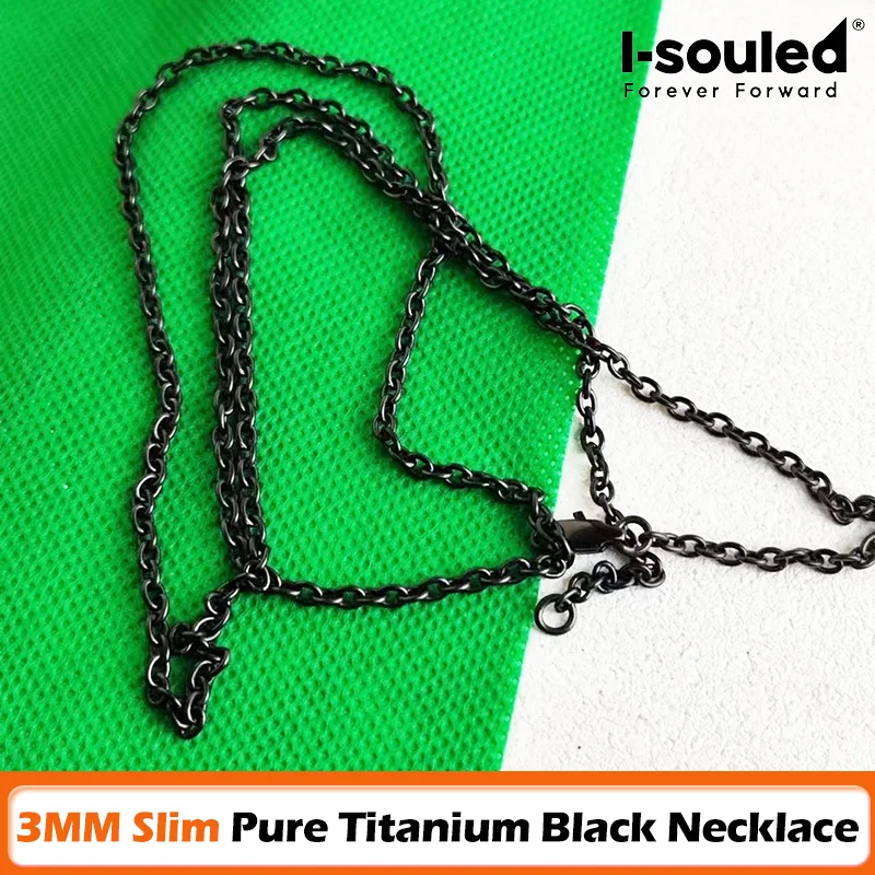 

Pure Titanium O-Shaped Welded Black Link Chain Necklace 3mm Width Fashionable Jewelry Accessory