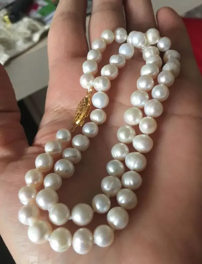 6-7mm Real Natural White Freshwater Akoya Cultured Pearl Necklace 17