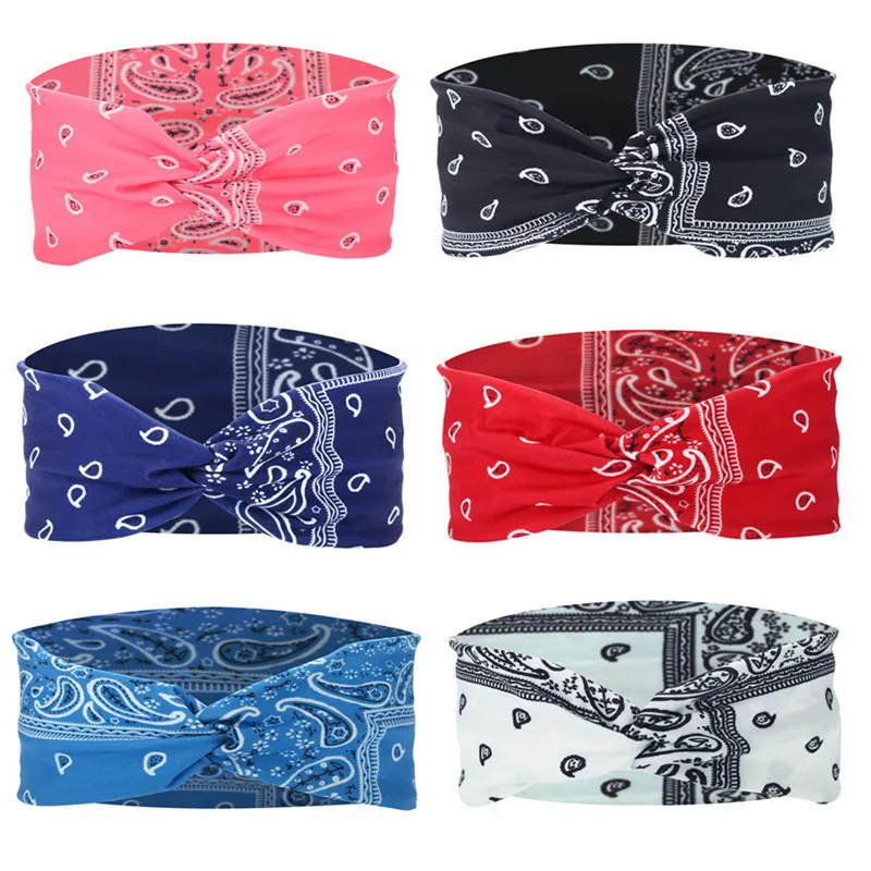 Breites Stirnband mit Bohemian-Mode-Druck – wasserabsorbierende Kreuzgurte für Yoga, Laufen und Alltagsgebrauch, Bandanas, Haar-Accessoires – Detail 1