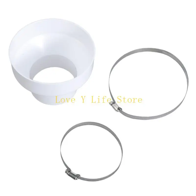 

L74C Переходник для труб с 150 мм на 100 мм с 2 металлическими хомутами для шлангов. Удобен для использования в домашних и