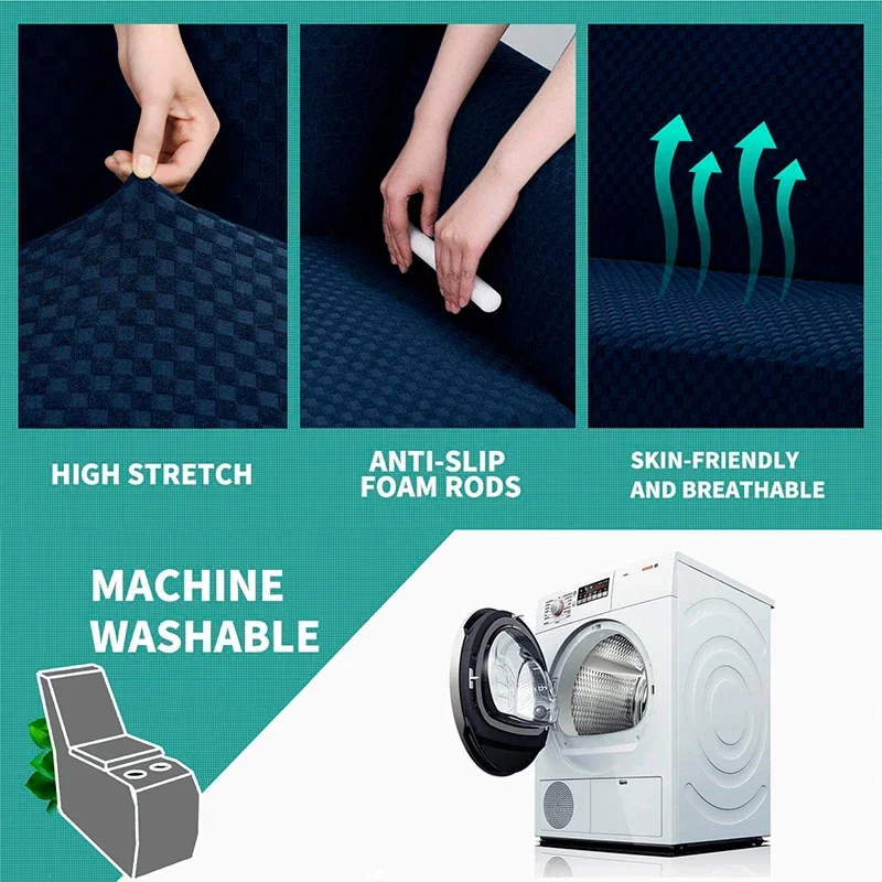 Additional Console Recliner Cover for Couch with Holder Cup and Storage All-Inclusive Middle Elastic Reclining Slipcover Console