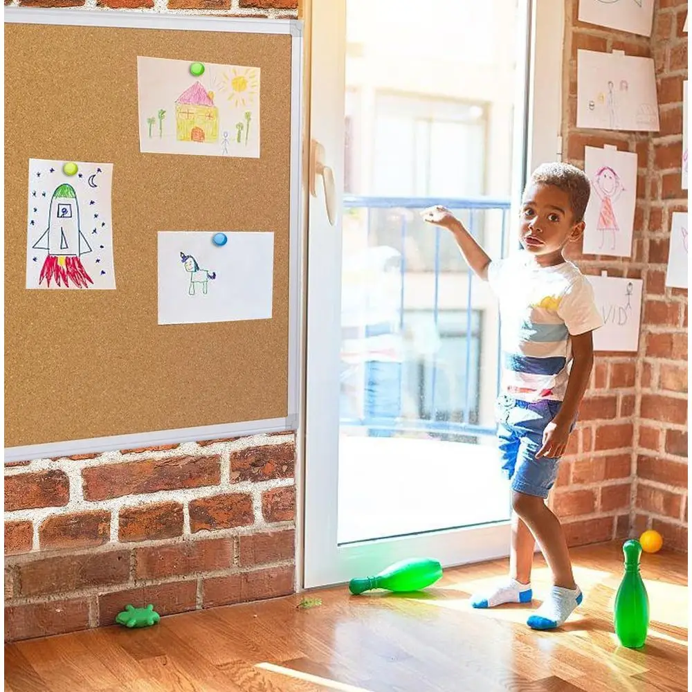 عبوة مزدوجة من ألواح الفلين المؤطرة المصنوعة من الألومنيوم الفضي، مقاس 36 × 24 بوصة، لوحات رسائل مثبتة على الحائط للمنزل والمكتب