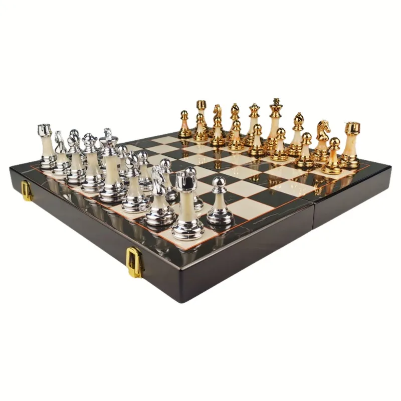 منتج جديد تصميم جديد جودة عالية حار بيع المعادن والرخام رقعة الشطرنج مجموعة شطرنج الرخام عالية الجودة #2