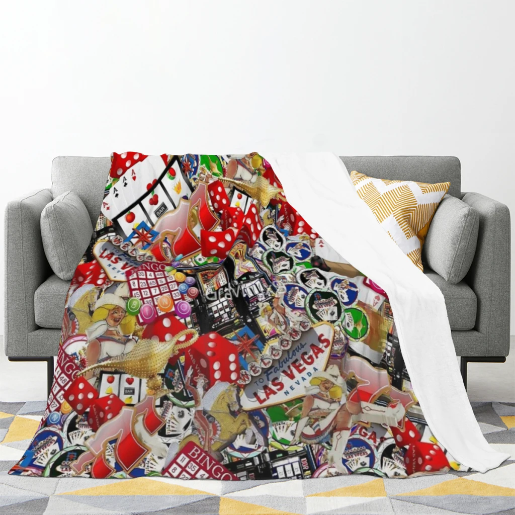 Gamblers Delight - Las Vegas Icons Summer Blanket Thin Blanket Comforter Flannel Soft throw Blankets Warm Home and decoration