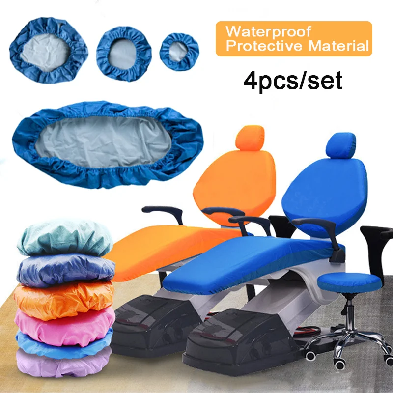 

4 Pcs/Set Dental Chair Seat Cover Waterproof Protective Protector Case PU Leather Material Dental Clinic Equipment Dust Cover