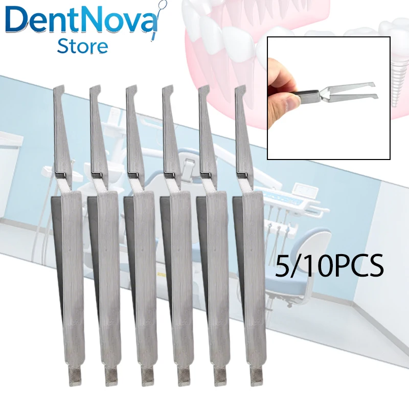 

5/10PCS Dental Orthodontic Tweezers Reverse Action Serrated Stainless Steel Bracket Positioning Tools