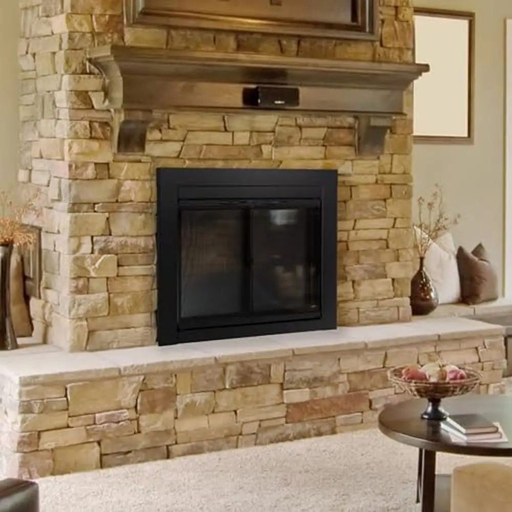 Alpine Black Fireplace Glass Door Small 30-37