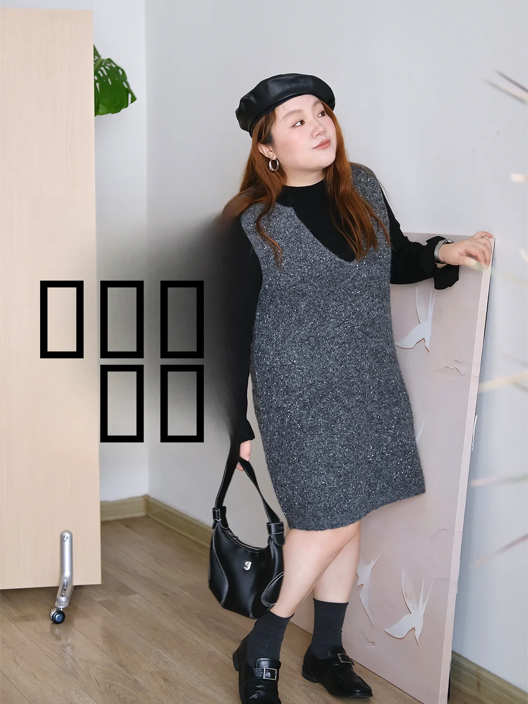 

Zooobaby020 Корейский вязаный жилет с пайетками и глубоким V-образным вырезом для женщин, свободный повседневный крой, с завышенной талией, А-силуэт