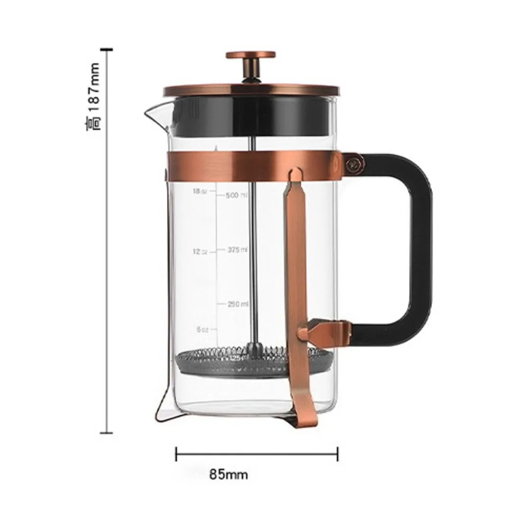 High Borosilicate Glass French Press Coffee Pot, Household Double Layer Filter Screen Hand Brewed Maker