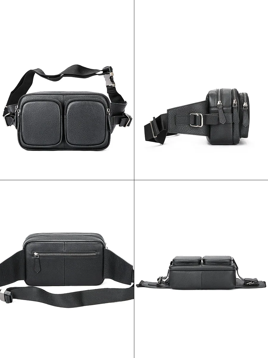 Latest Designer Waist Bag For Men Male Genuine Leather Fanny Pack Big Capacity Summer Outdoor Belt Pouch Bags For Man Waist Pack