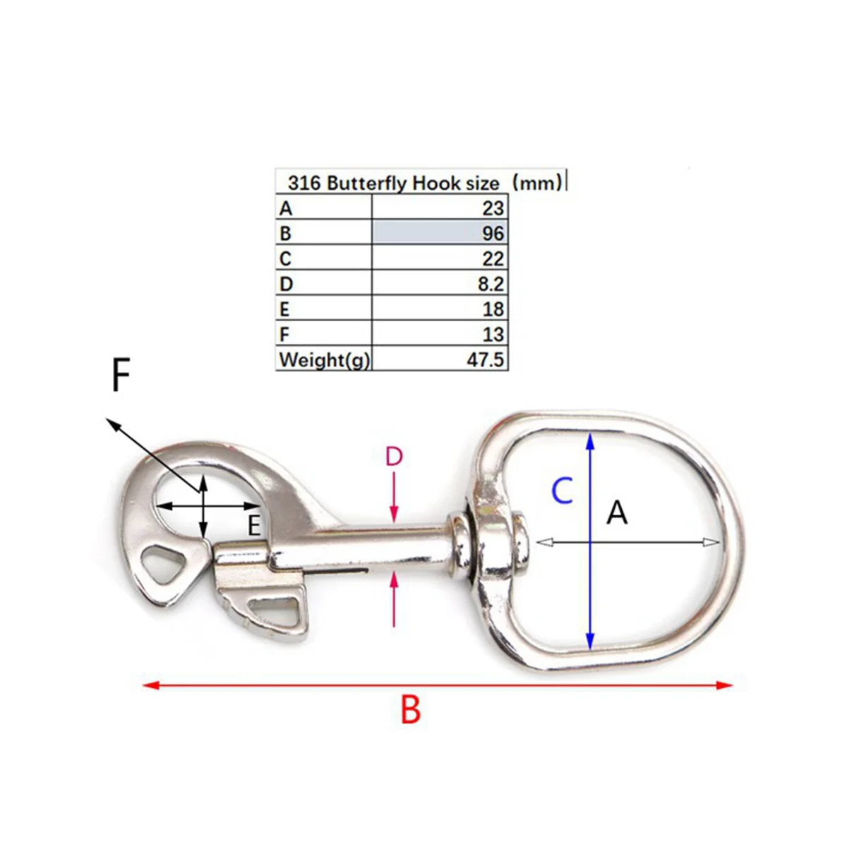 4 Pack Scuba Diving Hooks Stainless Steel Swivel Eyebolt Spring Hook Clip Marine Boat 96Mm Silver