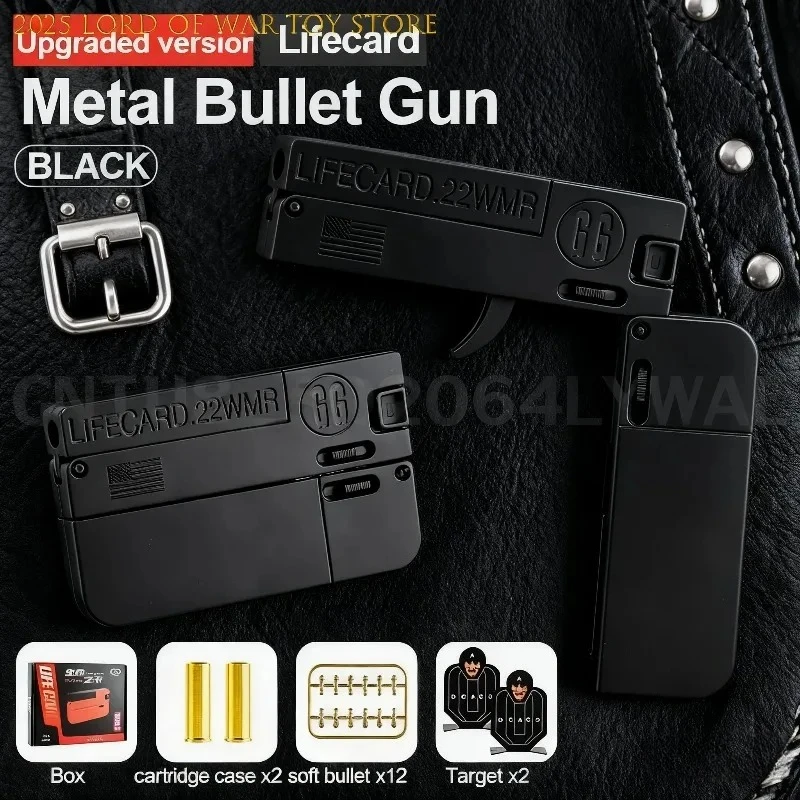 Pistol Toys Gun With Soft Bullets Alloy Shooting Model For Adults Upgraded Lifecard Metal Folding Gun Toy for Kids Adult