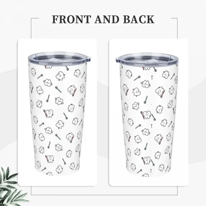 Teeth Cute Tooth Art Dentist Pattern Tumbler Vacuum Insulated Thermal Cup Stainless Steel Double Wall Mugs Spill Proof, 20oz