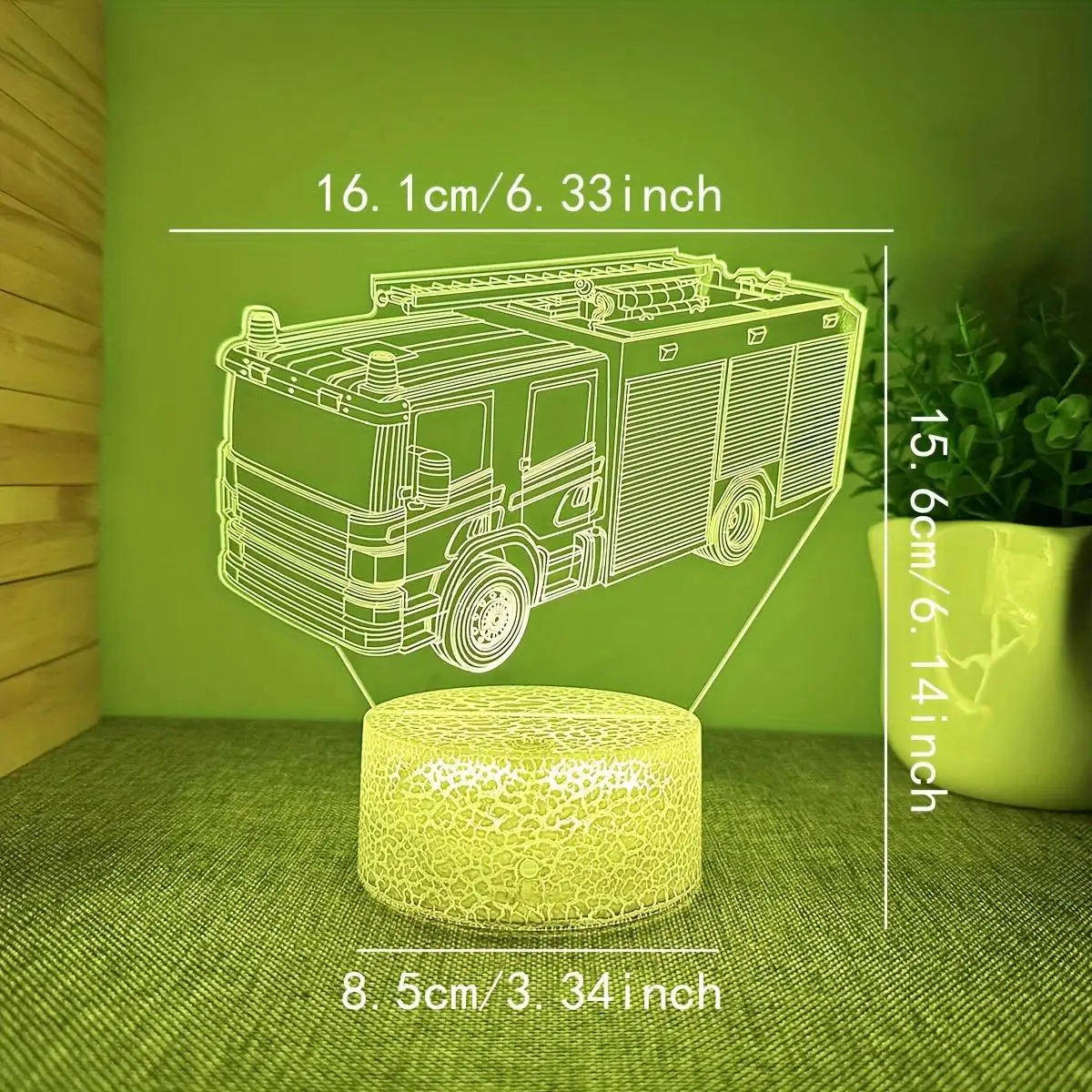 Criativo 3D Fire Truck Shape Night Light, Lâmpadas de mesa, Atmosfera USB, Botão de toque, Aniversário, Feriado, Kids Gift, Decoração