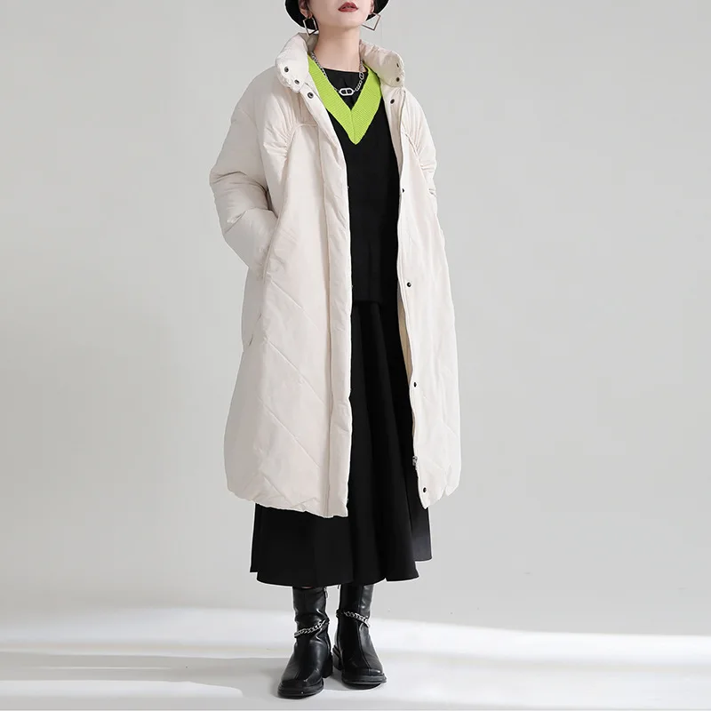 Cotton Women's Winter Fashion Temperament Thickened Long Cotton Jacket Loose Versatile Single-breasted Jacket Winter Coat Women