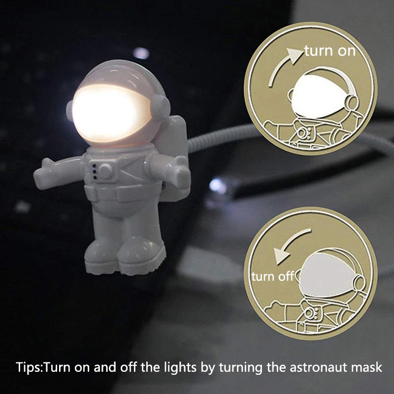 

Portable USB Powered Night Light Astronaut Shape Reading Desk Lamp DC 5V LED For Computer Laptop PC Space Lovers