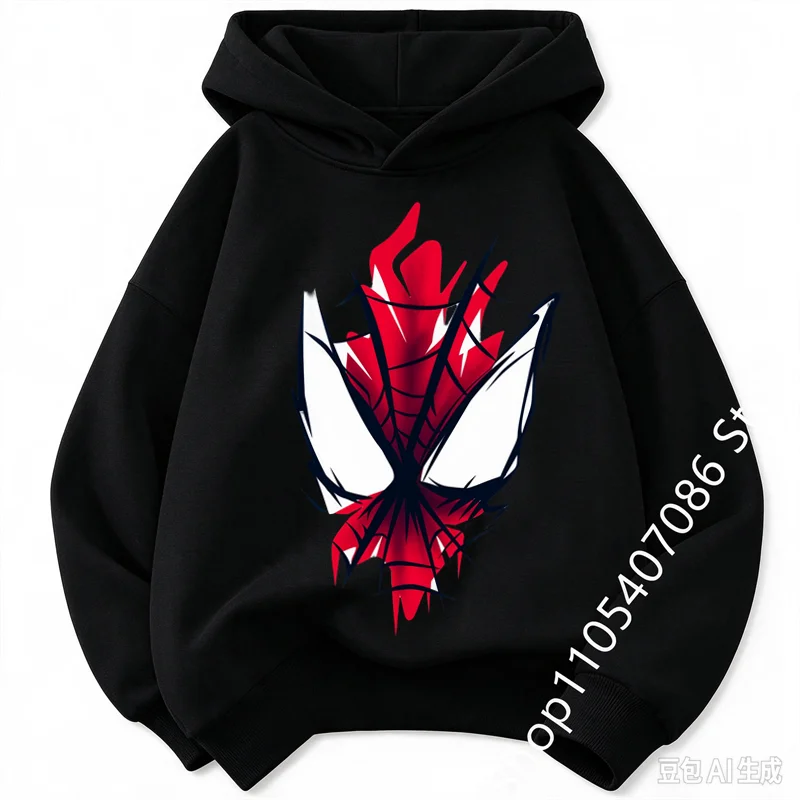 Boys Spider Print Hoodie, Kids Anime Spider Graphic Pullover Hooded Sweatshirt, Casual Streetwear Long Sleeve Top