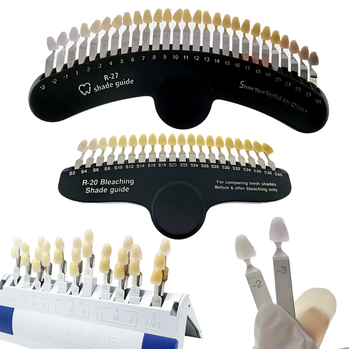 16/20/27/29 Colors Dental Teeth Shade Guide 3D Master Tooth Whitening Comparator Tooth Guide Colorimetric Plate