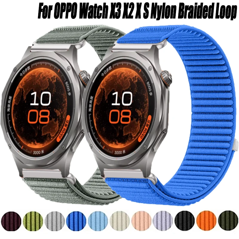 Pulseira esportiva de nylon trançado de 18/20/22mm para Oneplus Watch 4/3/2/Lite, pulseira para OPPO Watch X3/X2/X/S Correa