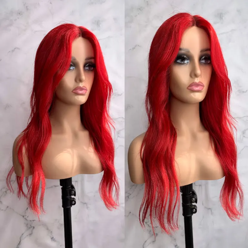 

Fire Red Short Loose Wave Synthetic 13x4 Lace Front Wigs Glueless High Quality Heat Resistant Fiber Natural Hairline For Women