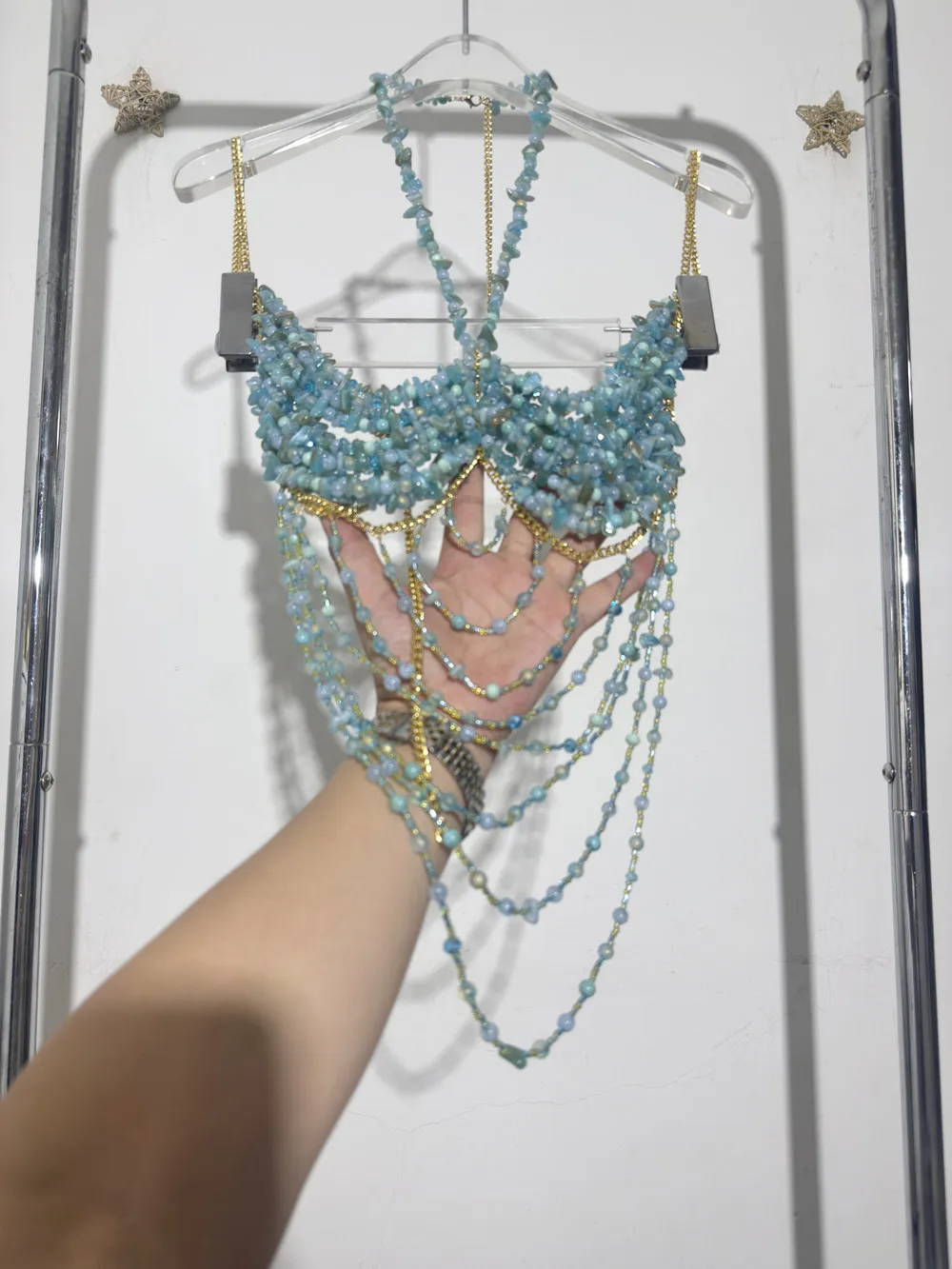 

2025 New Women Bohemian Vest Stone Beaded Body Chain Tassel Strap Crop Top Handmade Hot Sexy Beachwear Tank top