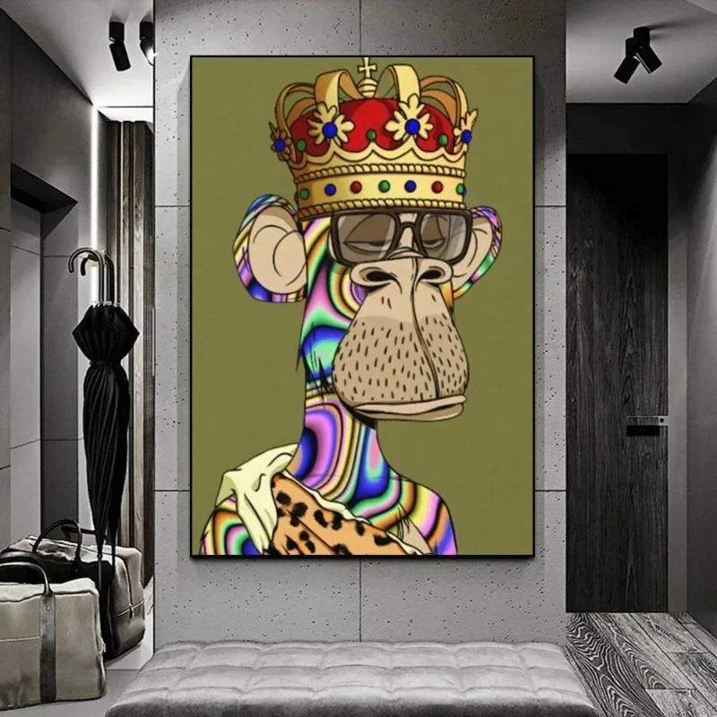 Cartoon Character Monkey The Bored Ape Yacht Club Ape Series NFT Canvas Wall Pictures Bedroom Home Decoration