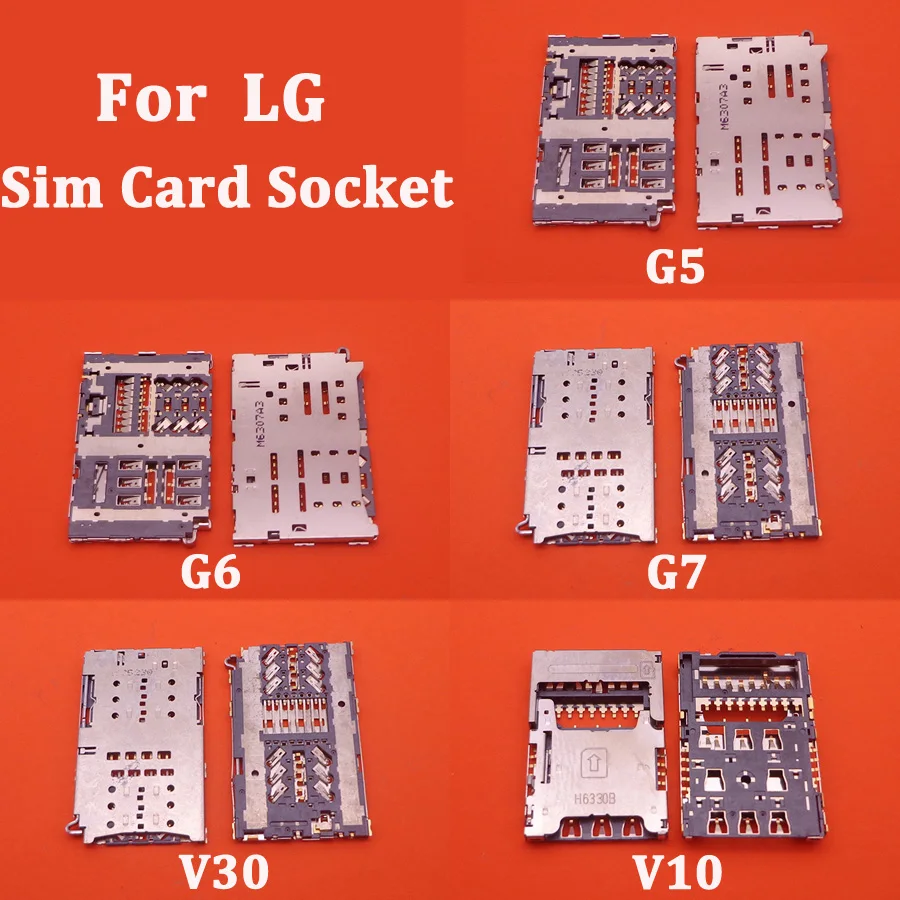 1Pcs/Lot, Socket Sim Card Reader Slot Tray Module Holder Connector For LG G3 G4 G5 G6 G7 V10 V30