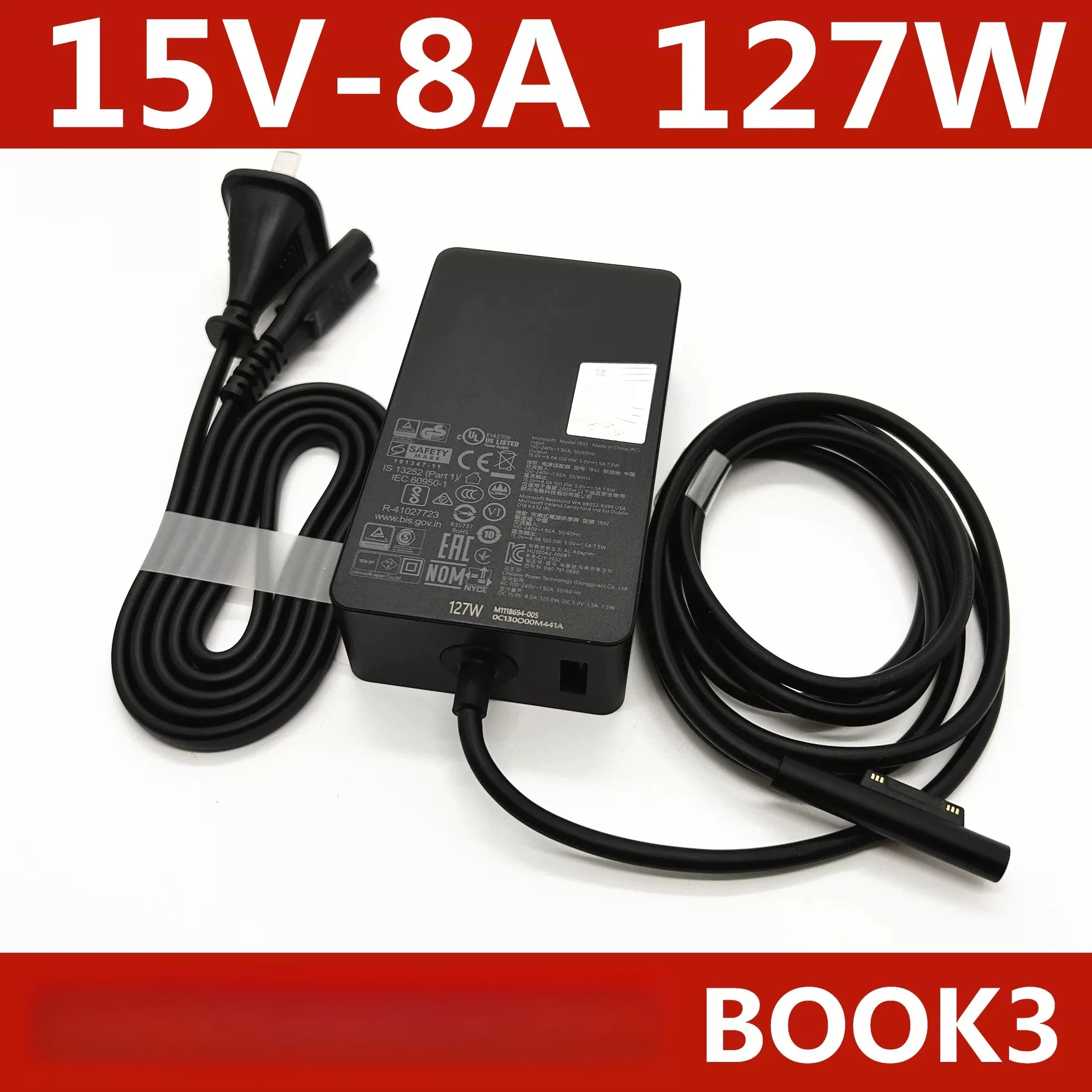 

Original power adapter 1932 15V 8A 127W compatible for Microsoft Surface Book3 and Book2