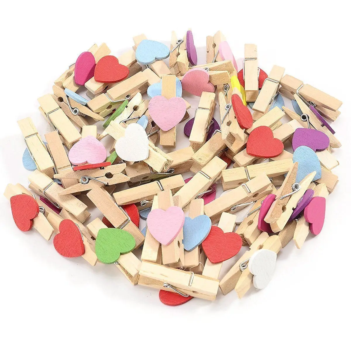 50pcs Mixed Colours Mini Wooden Peg Photo Paper Peg Craft Clips