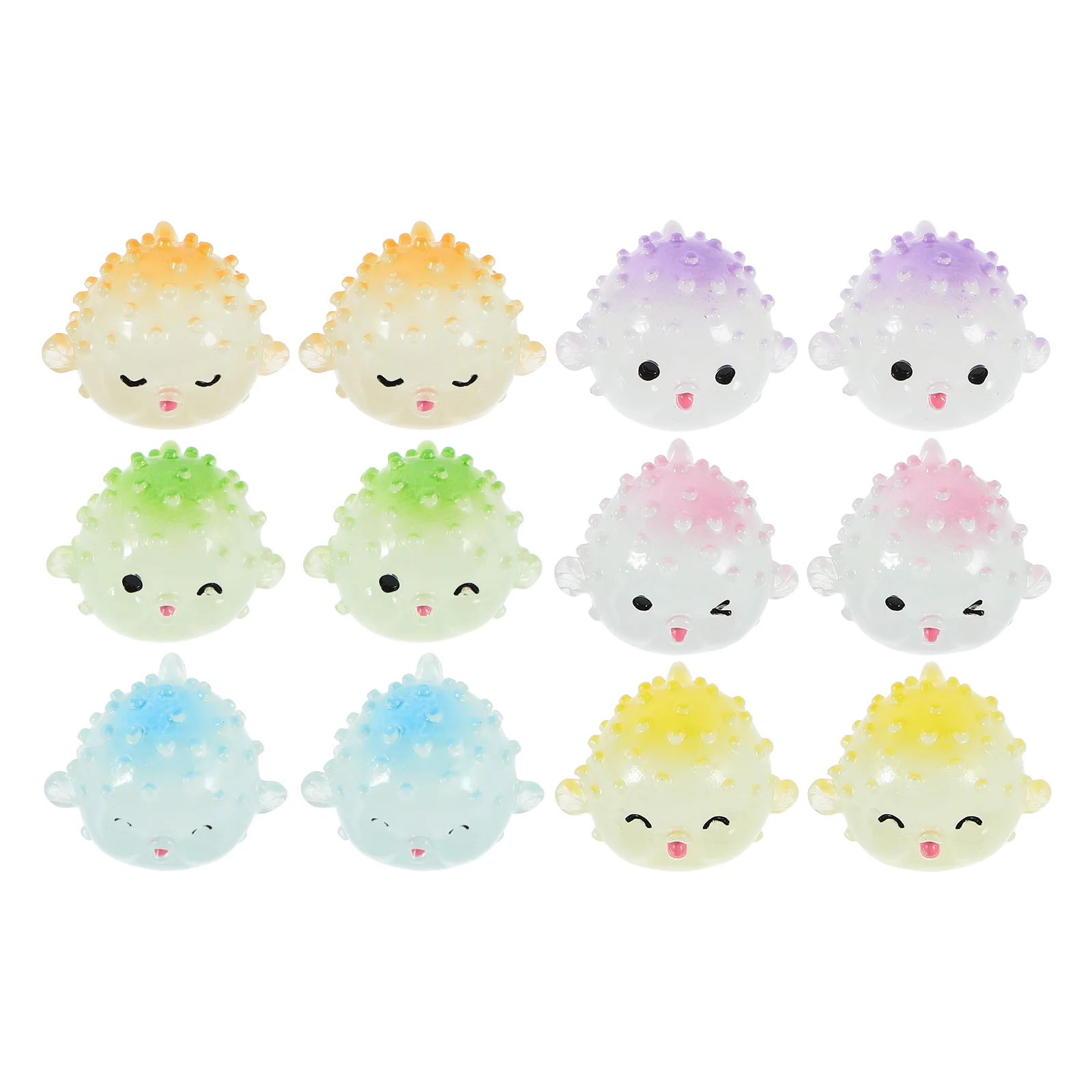 

12Pcs Pufferfish Resin Miniatures Ocean Animals for Fairy Garden Micro Landscape Aquarium Decor Marine Resin Ornaments