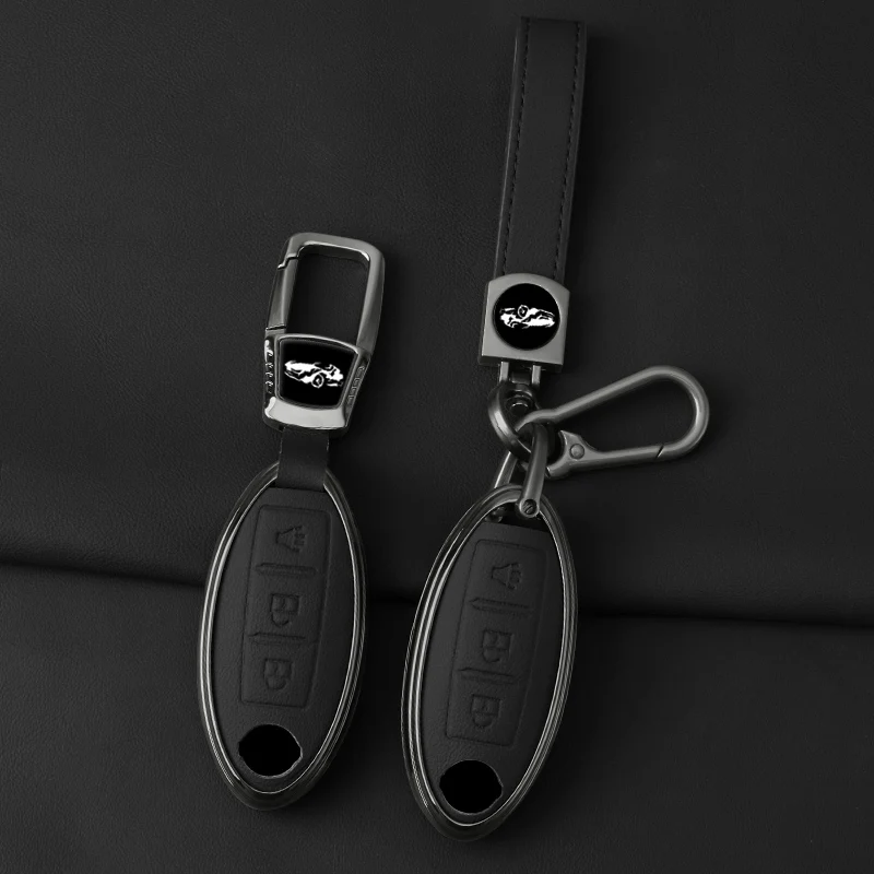 

Металлический кожаный чехол для автомобильного ключа, защитный чехол для Nissan 370Z Armada Kicks Murano Pathfinder Rogue Titan Infiniti, автозапчасти