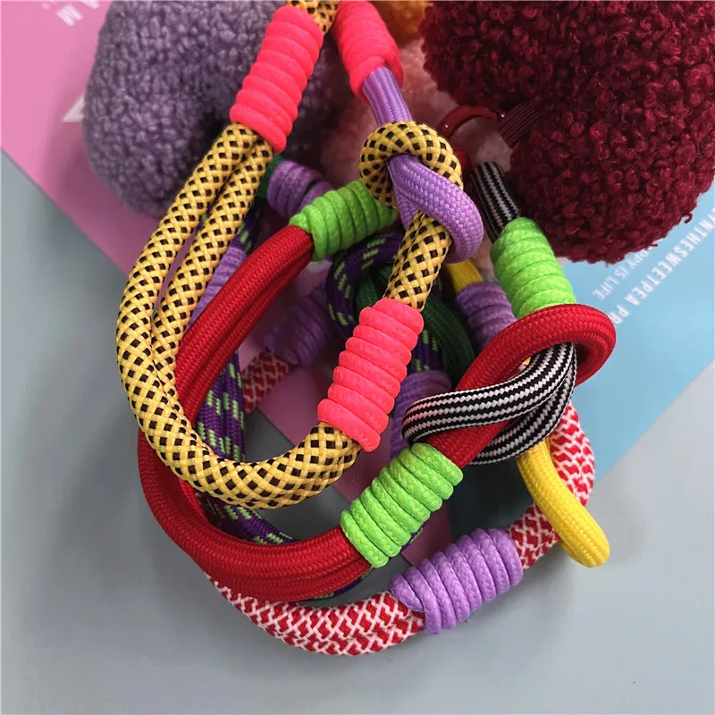 Car Keychain Heart Plush Keychain Colorful Lanyard Bag Keyring Accessories Fashion Wrist Strap Anti-lost Pendant Keychains