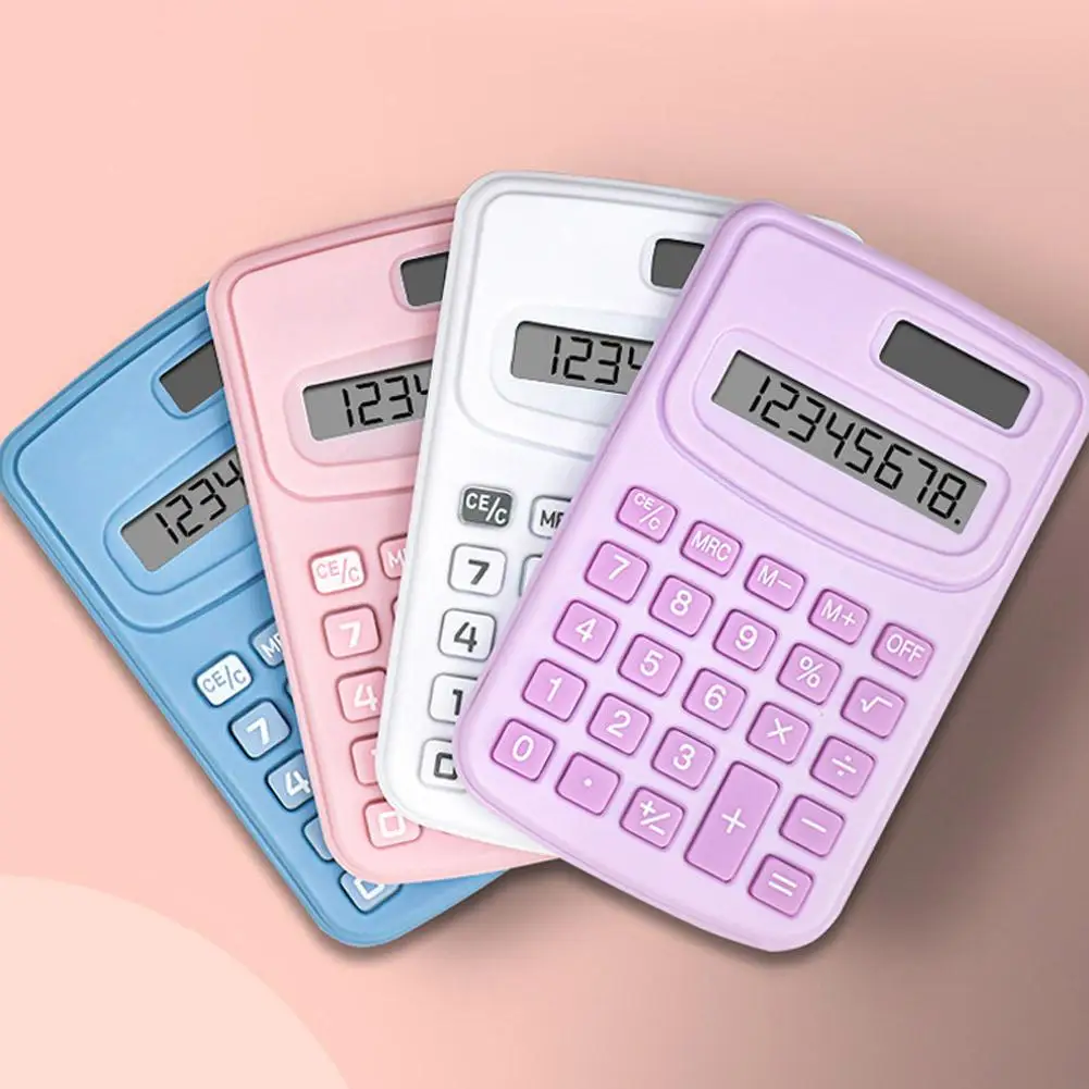 Small Solar Calculator Portable Calculator Cute 8 Digits LCD Electronic Home Office Calculator for Kid  Portable Calculation