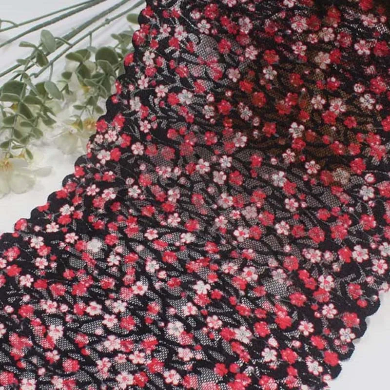 50Yards Stretch Elastic Lace Trims Red Floral For Underwear Bra Lingerie Fabric Dress Sewing Clothes Accessories DIY