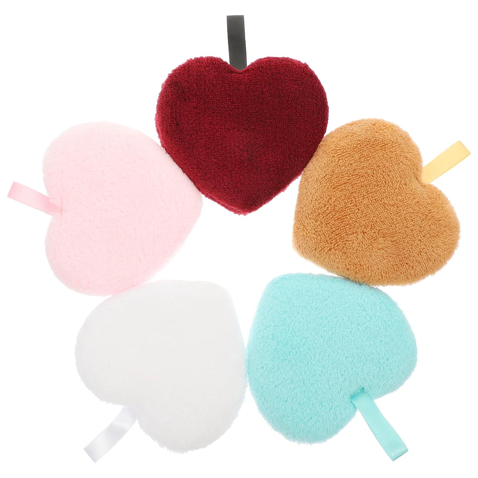 Almohadillas de limpieza reutilizables para desmaquillante Facial, 5 uds., para aplicación de tóner, maquillaje en forma de corazón de colores mezclados