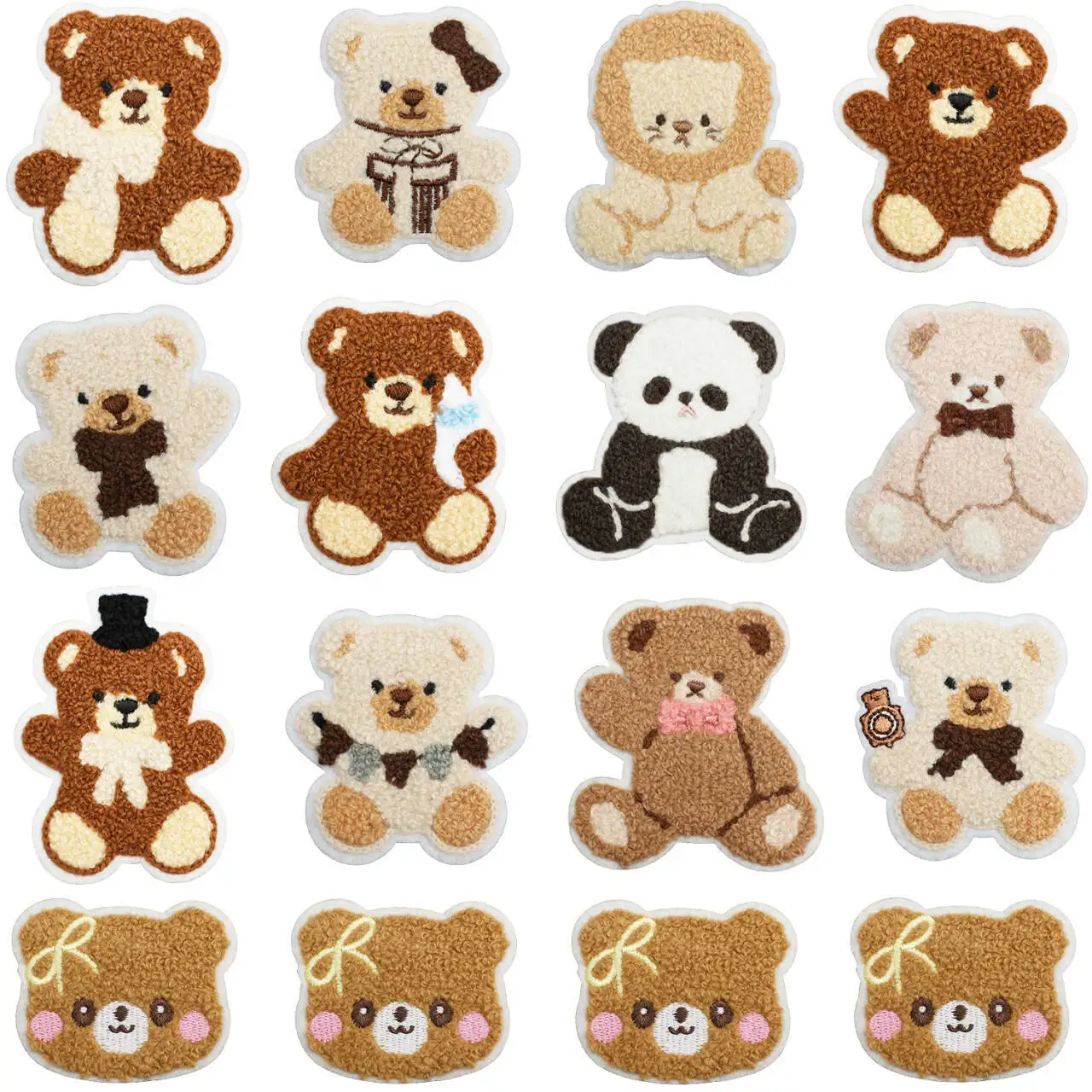 Embroidered Towel Patch Lion Baby Decorative Bear with Curling Hair Stitching DIY Accories for Bags And Home Crts