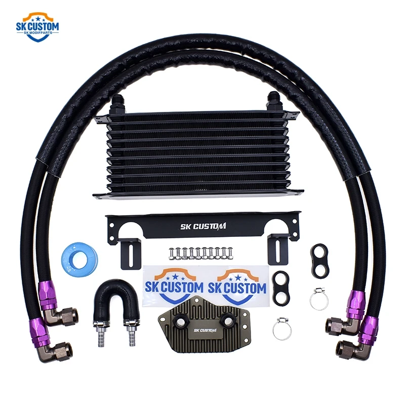 Aluminum 10 Row Engine Oil Cooler Kit for C-adillac LSY CT4 CT5 CT6 XT4 XT5 XT6 with 83 Thermostat