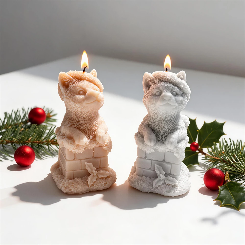 Christmas Puppy Candle Mold Christmas Squirrel Silicone Mold Hedgehog Dinner Soy Wax Soap Resin Silicone Mould Christmas Decor
