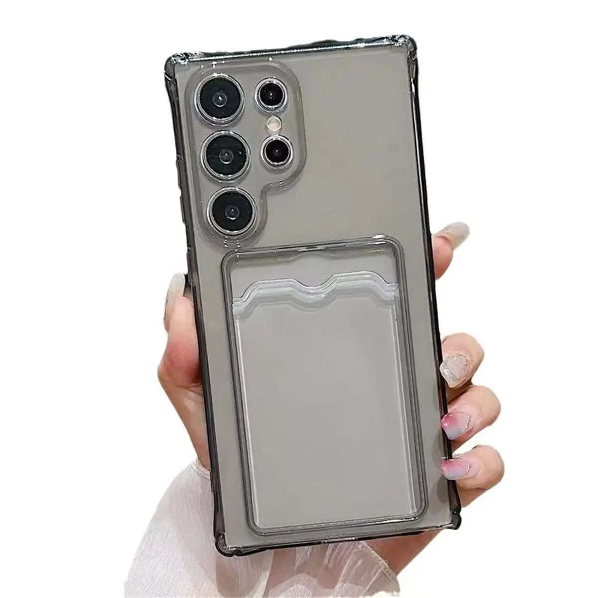 Clear TPU Can Store ID Student Bank VIP Card Bags Phone Case For Samsung Galaxy A73 A72 A57 A56 A55 A54 A53 A52 A52s 4G 5G Cover view 5