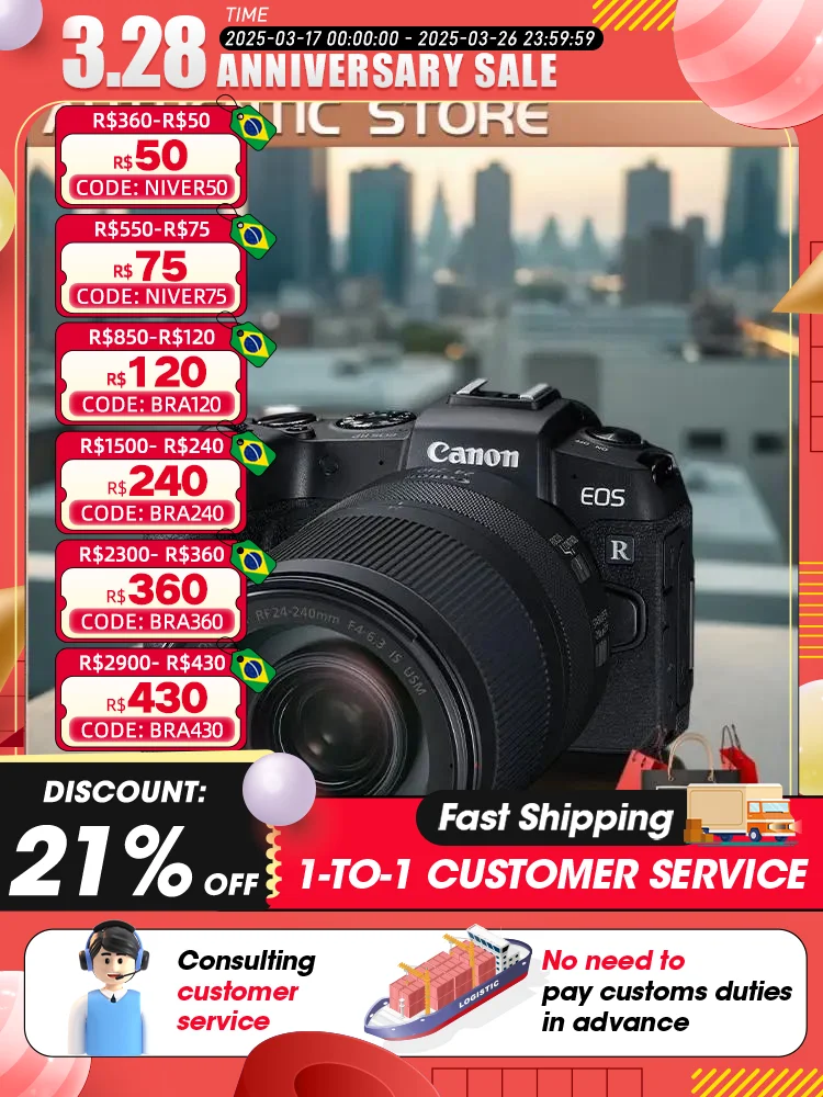 كاميرا رقمية Canon-EOS RP ذات إطار كامل بدون مرآة ، تصوير احترافي ، كاميرات فيديو 4K ، 10 إطارًا في الثانية ، 26.20 ميجابكسل