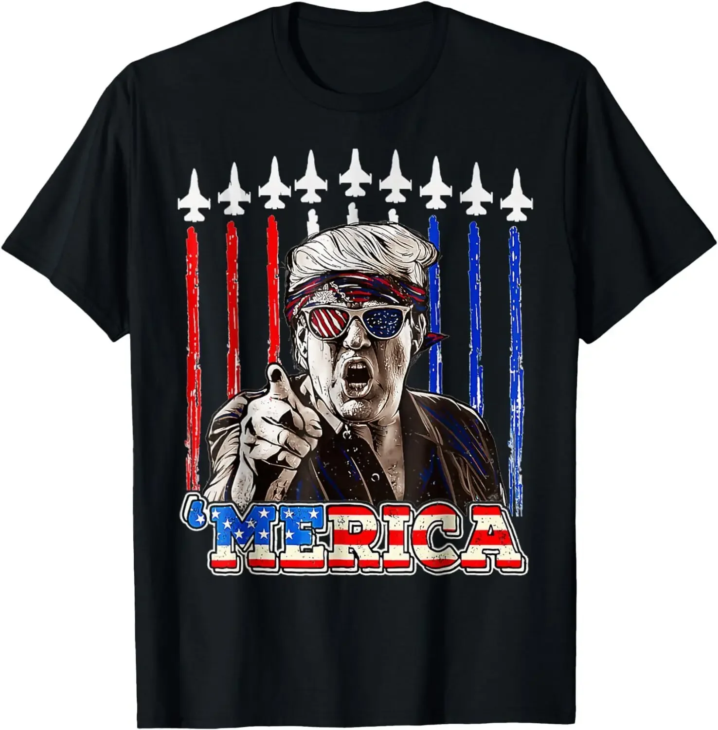 MERICA TRUMP Happy 4th Of July Trump American Flag T-Shirt