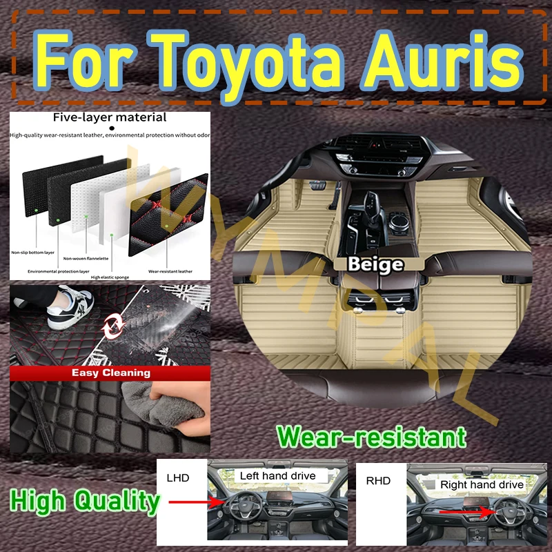 

Luxury Custom Leather Car Floor Mats For Toyota Auris E180 2012 2013 2014 2015 2016 2017 2018 Carpets Rugs Foot Pacessories full