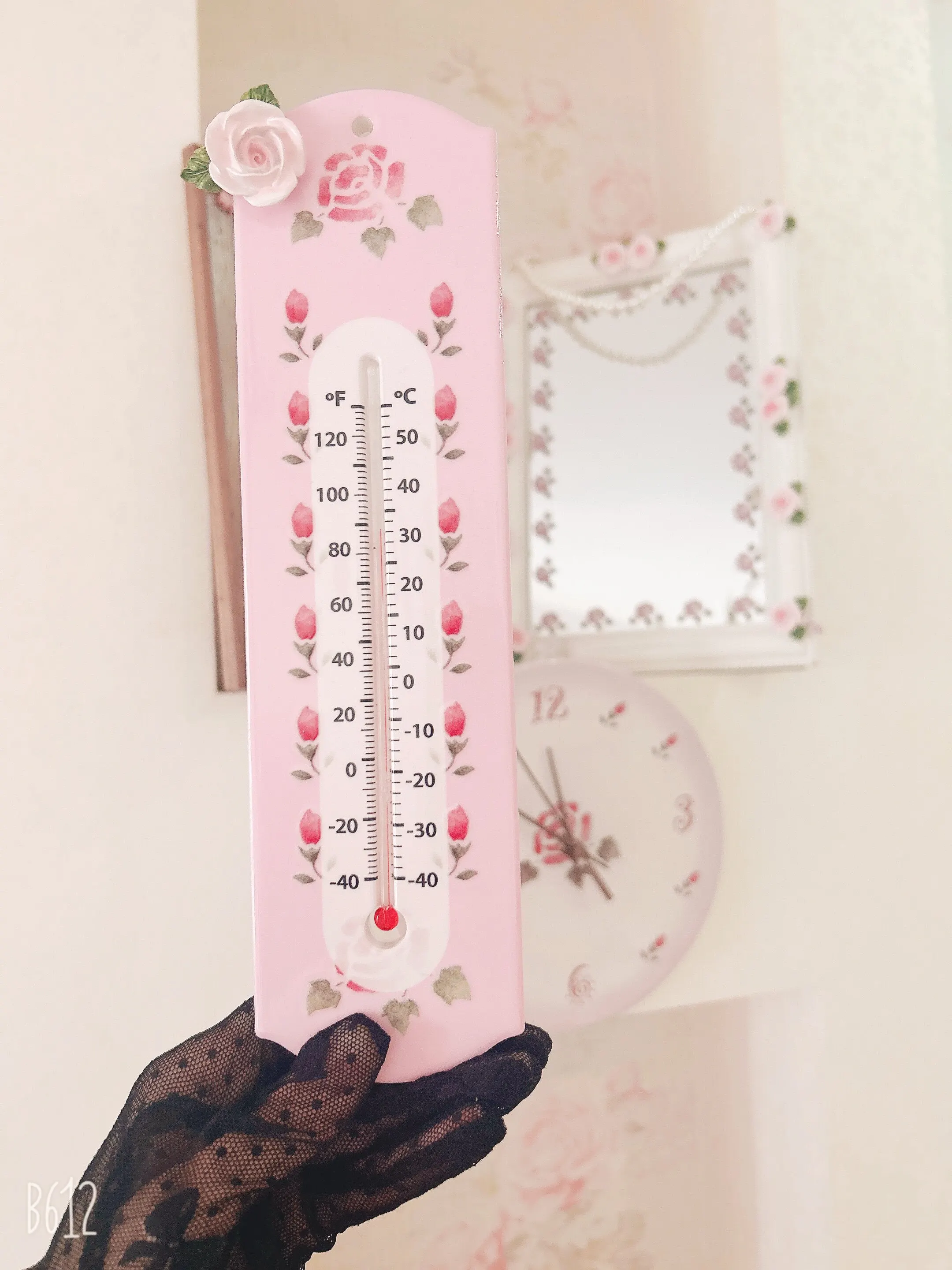 Beautiful Rose Flower Wall Ceramics Decoration Pendant Can Display Temperature Warm Home  Friends Gift Decorative Ornaments view 3