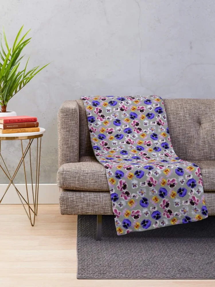 Pansy Throw Blanket Retros Sofa Throw Travel Soft Plush Plaid Blankets