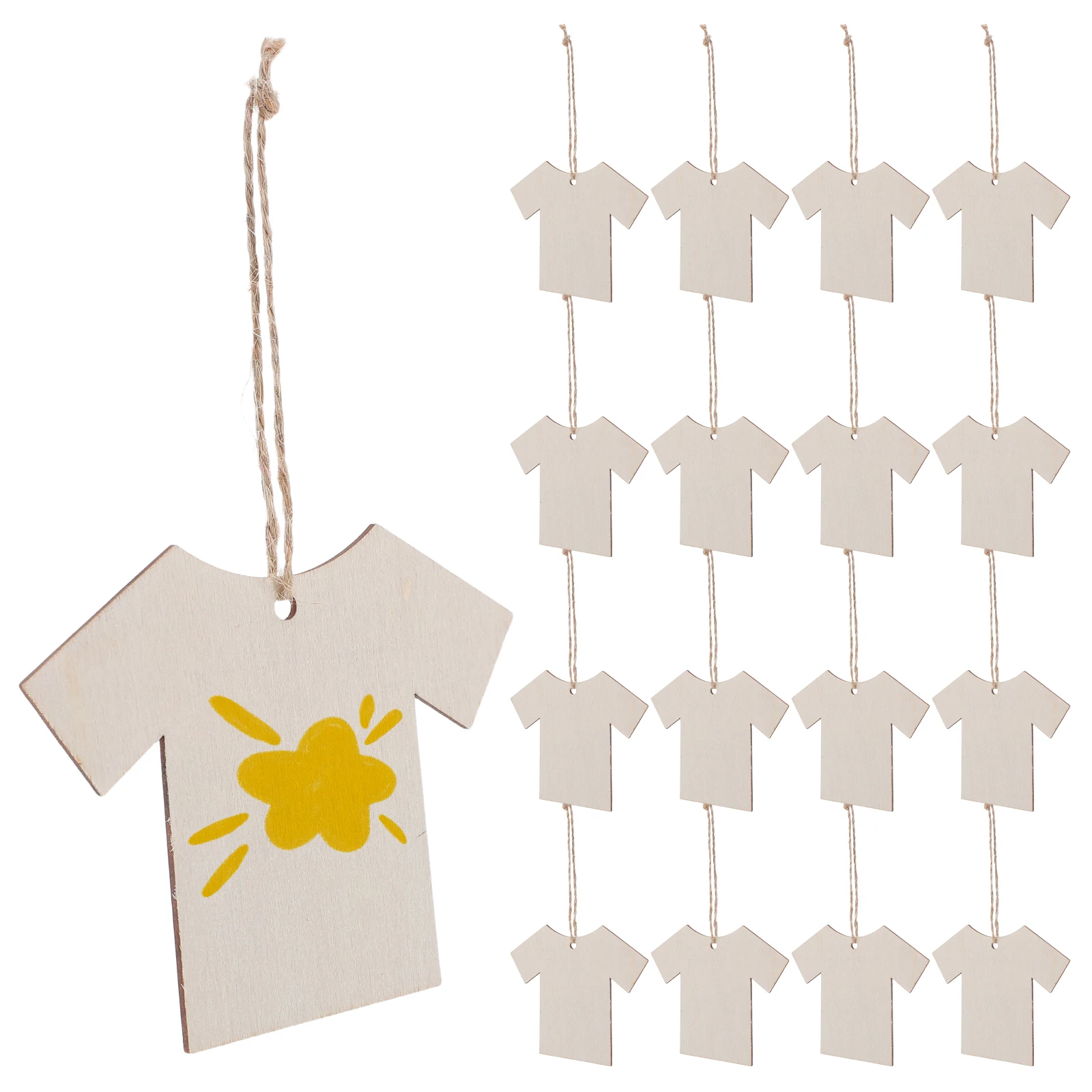 20pcs Wooden Tags Natural Grain T-Shirt Diy Branding Accessories Packaging Wedding Home Decor Blank Hanging