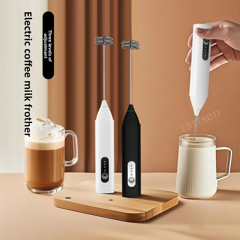 MINI Milchaufschäumer, USB wiederaufladbar, 3 Geschwindigkeiten, Schaumbereiter, Kaffee-Schneebesen, Mixer, elektrischer Griff, Mixer, Schneebesen