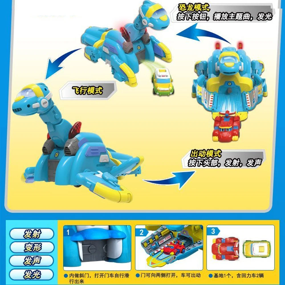 Nieuwe Hete Auto Vervorming Gogo Dino Actiekaart Release Base Rex / Ping / Tomo Kinderen Transformatie Dinosaurus Speelgoed Kinderen Cadeau