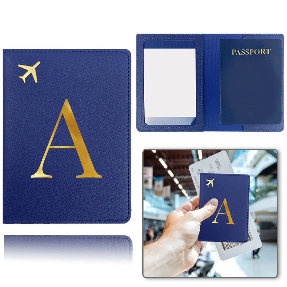 Passport Cover PU Leather Travel Passport Holder Waterproof And Dustproof Portable Card Case For Purse Pocket Letter Pattern