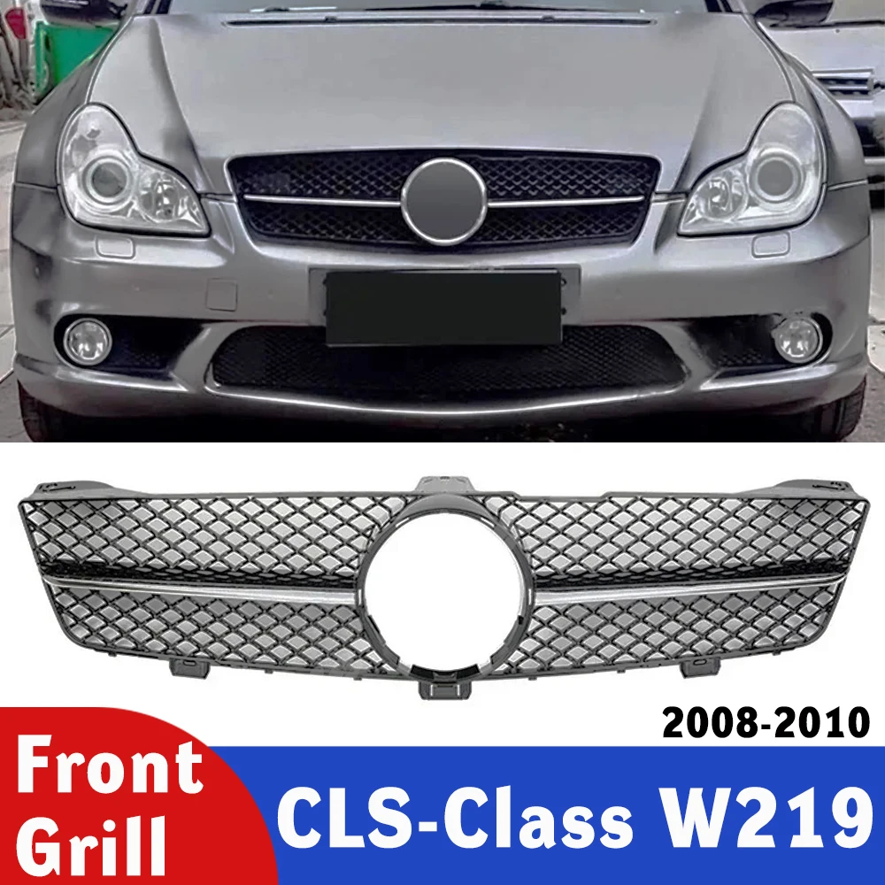

Для Mercedes CLS350 CLS500 CLS63 W219 2008 2009 2010, глянцевый черный AMG стиль, крышка передней решетки, сменные аксессуары