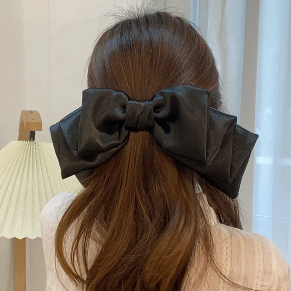 

Elegant Satin Three-Layer Bow Hair Clip Solid Color Non-Slip Grip for Women Girls Wedding Party Hair Accessories